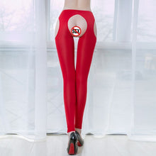 Load image into Gallery viewer, All Sides Hollow Out Sexy Women Ice Silk Transparent Leggings Open Crotch See Through High Elastic Low Waist Tight Pencil Pants
