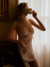 Load image into Gallery viewer, Amallbeiby Kawaii Silk Night Gowns Strap Beauty Back Nightdress Satin Young Girl&#39;s Bow Sweet Lace Female Summer Sleepwear