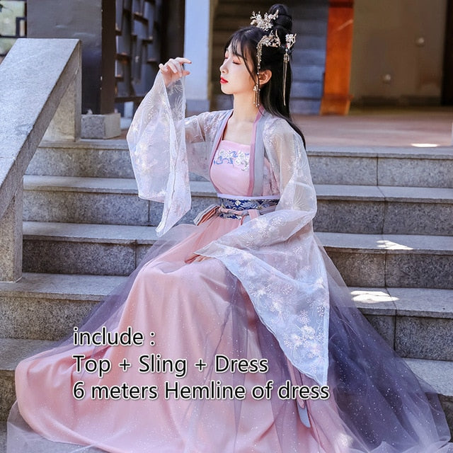 Ancient Hanfu Dress Folk Dance Costume Women Han Dynasty Princess Fairy Hanfu Dress Oriental Style Dance Clothing Girl Cosplay