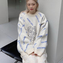 Load image into Gallery viewer, Angel Pattern Women Sweater Oversized Streetwear Retro Lazy Pullover Trendy Brand O Neck Fashion Harajuku Sweaters 2021 Winter