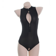 Load image into Gallery viewer, Anime Sexy One-Piece Jumpsuits Cosplay Costume Bikini Sukumizu Swimsuit Zipper Open Boobs Crotch Thin Women Bodysuit