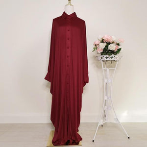 Asian Women's Clothing Dubai Saudi Arabia Solid Color Bat-sleeved Burqa Cardigan Muslim Ramadan Prayer Clothes Without Turban
