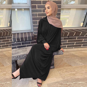 Asian Women's Clothing Dubai Saudi Arabia Solid Color Bat-sleeved Burqa Cardigan Muslim Ramadan Prayer Clothes Without Turban