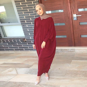 Asian Women's Clothing Dubai Saudi Arabia Solid Color Bat-sleeved Burqa Cardigan Muslim Ramadan Prayer Clothes Without Turban
