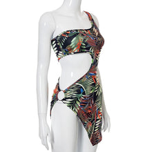 Load image into Gallery viewer, Asymmetrical Floral Print Slit Bodycon Dress Women 2021 Fashion Party Summer Vacation Holiday Backless Cut Out Short Dresses