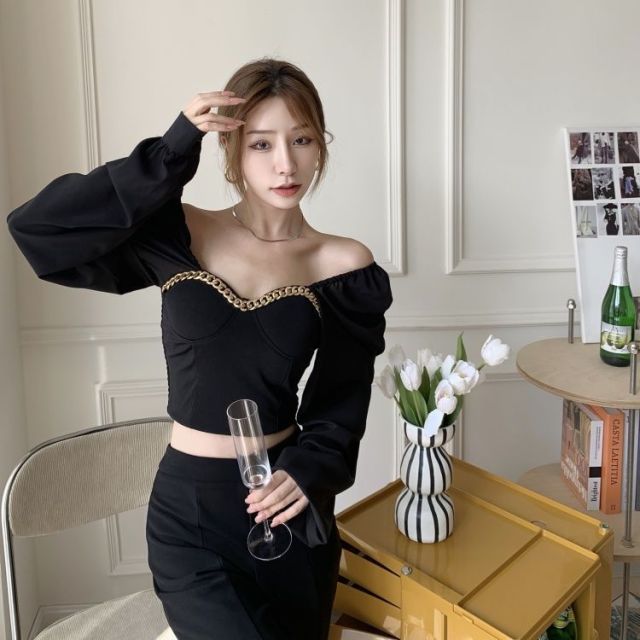 Atumn Y2K Chiffon Blouse Shirt Women Long Sleeve White Sexy Elegant Crop Tops Female Casual High Street Elegant Korean Tops 2021
