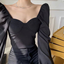 Load image into Gallery viewer, Atumn Y2K Chiffon Blouse Shirt Women Long Sleeve White Sexy Elegant Crop Tops Female Casual High Street Elegant Korean Tops 2021