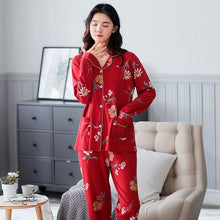 Load image into Gallery viewer, Autumn 100% Cotton Long Sleeve Long Pants Pajama Sets for Women Floral Sleepwear Pyjamas Femme Loungewear Homewear Pijama Mujer