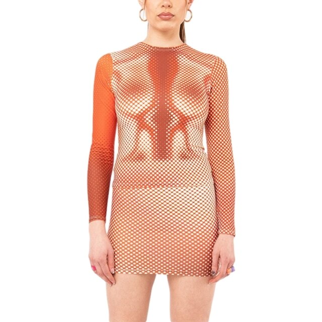 Autumn 2 Pieces Set Women Dots Print Stretchy Long Sleeve Crop Top T-shirt and Mini Skirt Bodycon E-girl Gothic Matching Suit