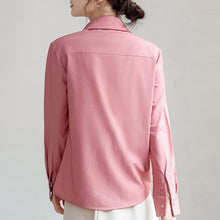 Load image into Gallery viewer, Autumn 2021 New Solid Color Lapel Long-sleeved Shirt Women Simple Loose Chiffon Blouse Shirt Elegant Slim Office Lady Tops