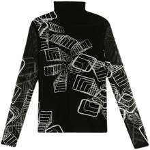 Load image into Gallery viewer, Autumn 2021 New Women&#39;s T-Shirt Fashion Casual Turtleneck Long Sleeved Print Black Mesh Tops M-3XL Plus Size Female Clothing
