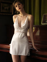 Load image into Gallery viewer, Autumn Beauty Back Lace Strap Nightdress Romantic Lingerie Nighties for Women Sleepwear Flowers Sweet Homewear Sleep Set