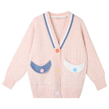 Load image into Gallery viewer, Autumn Casual V-neck Knitted Cardigan Women Colour Button Long Sleeve Sweater Korean Fashion Loose Elegant Designer Coat 2021
