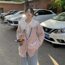 Load image into Gallery viewer, Autumn Casual V-neck Knitted Cardigan Women Colour Button Long Sleeve Sweater Korean Fashion Loose Elegant Designer Coat 2021
