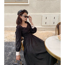 Load image into Gallery viewer, Autumn French Retro Long Dress Black Hepburn Style Little Black Dress Temperament Dress Women&#39;s Clothing
