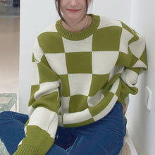 Load image into Gallery viewer, Autumn Knitted Pullover Sweater Women Casual Plaid Patchwork Oversize Sweater Top Female Loose Korean Designer Warm Sweater 2021