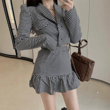 Load image into Gallery viewer, Autumn Korean Fashion Two Piece Set Women Office Style Elegant Skirt Suits Winter 2021 Slim Long Sleeve Coat Designer Mini Skirt