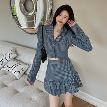 Load image into Gallery viewer, Autumn Korean Fashion Two Piece Set Women Office Style Elegant Skirt Suits Winter 2021 Slim Long Sleeve Coat Designer Mini Skirt