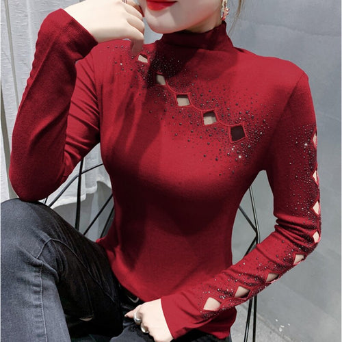 Autumn Long Sleeve Mesh Tops New 2020 Fashion Casual Solid Color Woman Tshirts Elegant Slim Plus Size t-shirt blusas