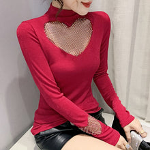 Load image into Gallery viewer, Autumn Long Sleeve Women T-Shirt Fashion Casual Sexy Hollow Out Diamonds Mesh Tops M-3XL Plus Size Female Blusas