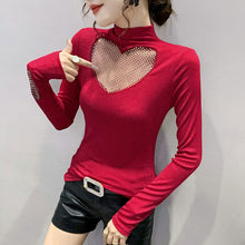 Load image into Gallery viewer, Autumn Long Sleeve Women T-Shirt Fashion Casual Sexy Hollow Out Diamonds Mesh Tops M-3XL Plus Size Female Blusas