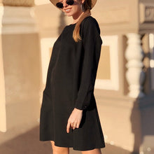 Load image into Gallery viewer, Autumn Mini Dress For Women Ladies Casual O Neck Long Sleeve Loose Dresses 2021 Elegant New Fashion Solid Color Streetwear Dress