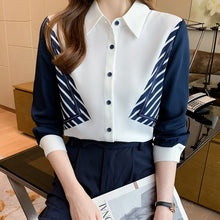 Load image into Gallery viewer, Autumn New 2021 Fashion Casual Women Chiffon Shirt Elegant Slim Turn Down Collar Office Lady Tops Female Blusas