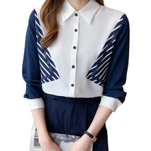 Load image into Gallery viewer, Autumn New 2021 Fashion Casual Women Chiffon Shirt Elegant Slim Turn Down Collar Office Lady Tops Female Blusas