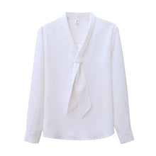 Load image into Gallery viewer, Autumn New 2021 Long Sleeve Women Chiffon Blouse Elegant Slim V-Neck White Office Lady Shirt Loose Women Clothing