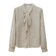 Load image into Gallery viewer, Autumn New Blusas mujer de Moda 2021 Women&#39;s Chiffon Shirt Classic Polka Dot Long Sleeve Tie Mulberry Silk Shirt