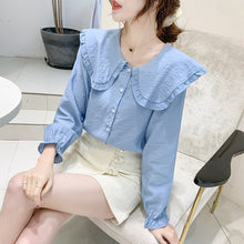 Load image into Gallery viewer, Autumn New Doll Collar Long Sleeve Chiffon Shirt blusas mujer de moda 2021 Fashion Casual Solid Color Office Lady Tops