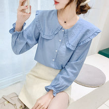 Load image into Gallery viewer, Autumn New Doll Collar Long Sleeve Chiffon Shirt blusas mujer de moda 2021 Fashion Casual Solid Color Office Lady Tops