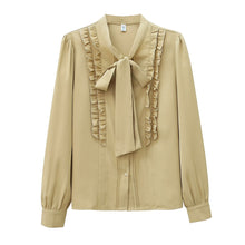 Load image into Gallery viewer, Autumn New Long Sleeved Chiffon Shirt Fashion Casual Bow Ruffles Blouse Elegant Slim Office Lady Tops Clothing