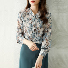 Load image into Gallery viewer, Autumn New Long-Sleeved Women Chiffon Blouse Elegant Slim Bow Printed Office Lady Shirt Fashion Clothing TOPS
