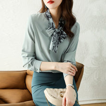 Load image into Gallery viewer, Autumn New Women Chiffon Blouse Fashion Temperament High-End Long Sleeved Office Ladys Shirt Elegant Slim Women Clothing Tops