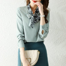 Load image into Gallery viewer, Autumn New Women Chiffon Blouse Fashion Temperament High-End Long Sleeved Office Ladys Shirt Elegant Slim Women Clothing Tops