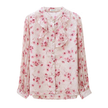 Load image into Gallery viewer, Autumn New Women Chiffon Shirt Fashion Ruffled Floral Print Long Sleeved Blouses Elegant Slim Office Lady Clothing