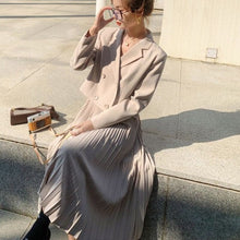 Load image into Gallery viewer, Autumn Skirt Set  Chic OL Two Piece Set Women Crop Top Casual Blazer Coat Pleated Long Skirt Suits Female 2 Piece Set