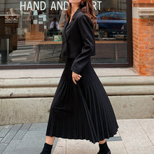 Load image into Gallery viewer, Autumn Skirt Set  Chic OL Two Piece Set Women Crop Top Casual Blazer Coat Pleated Long Skirt Suits Female 2 Piece Set
