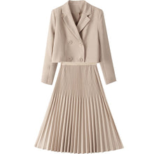 Load image into Gallery viewer, Autumn Skirt Set  Chic OL Two Piece Set Women Crop Top Casual Blazer Coat Pleated Long Skirt Suits Female 2 Piece Set