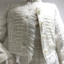 Load image into Gallery viewer, Autumn Suit Female Temperament Tweed Short Stitching Jacket + High Waist A-Line Skirt Women Two-Piece Sets