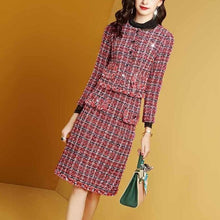 Load image into Gallery viewer, Autumn Suit Women&#39;s New Small Fragrant Wind Woolen Plaid Dress Skirt Autumn and Winter Two-piece Fashion