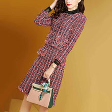 Load image into Gallery viewer, Autumn Suit Women&#39;s New Small Fragrant Wind Woolen Plaid Dress Skirt Autumn and Winter Two-piece Fashion