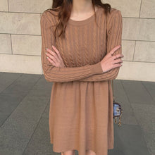 Load image into Gallery viewer, Autumn Twist Splicing Party Dress Casual Knitted Women&#39;s Dress High Waist Mini Robe Basic Woman Clothes Winter Fashion Vestidos