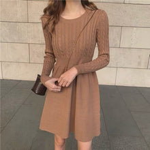 Load image into Gallery viewer, Autumn Twist Splicing Party Dress Casual Knitted Women&#39;s Dress High Waist Mini Robe Basic Woman Clothes Winter Fashion Vestidos