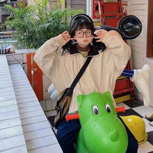 Load image into Gallery viewer, Autumn Waterproof Jacket with Hoodie Women Korean Fashion Y2k Clothing Trench Coat Chic Pure Color Zipper Loose Windbreaker