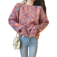 Load image into Gallery viewer, Autumn Winter 2022 New Rainbow Tie Dyed Sweater Women Thick Thread Hong Kong Style Knitted Tops Korean Chic Sweet Pull Femme