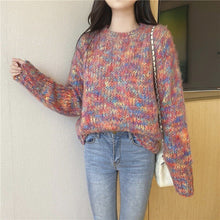 Load image into Gallery viewer, Autumn Winter 2022 New Rainbow Tie Dyed Sweater Women Thick Thread Hong Kong Style Knitted Tops Korean Chic Sweet Pull Femme