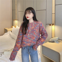 Load image into Gallery viewer, Autumn Winter 2022 New Rainbow Tie Dyed Sweater Women Thick Thread Hong Kong Style Knitted Tops Korean Chic Sweet Pull Femme