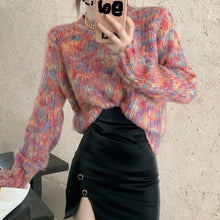 Load image into Gallery viewer, Autumn Winter 2022 New Rainbow Tie Dyed Sweater Women Thick Thread Hong Kong Style Knitted Tops Korean Chic Sweet Pull Femme